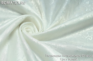 Ткань подкладка поливискоза огурцы  цвет белый